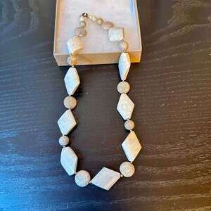 Fossil Coral Stone Necklace & Dangle Earring Set Neutral Boho Natural Jewelry